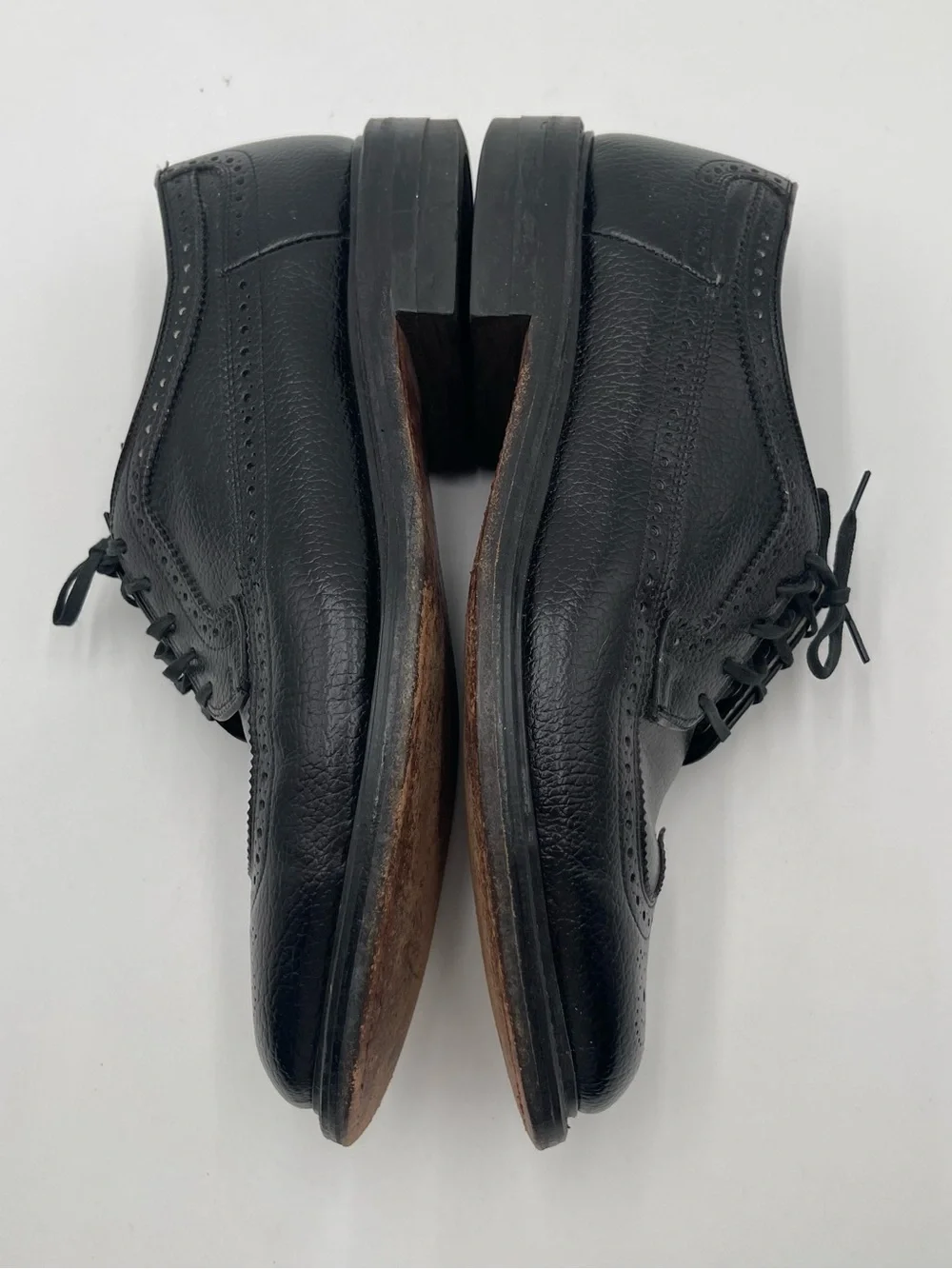 VTG Hanover Mens Longwing Wingtip Brogue Derby Oxford Dress Shoes Size 8.5 Black